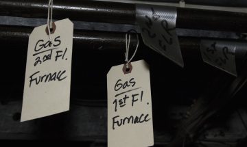 Tags on gas furnace pipes
