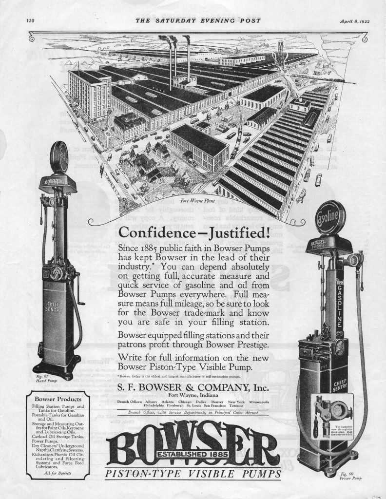 Bowser Pump Ad 1922