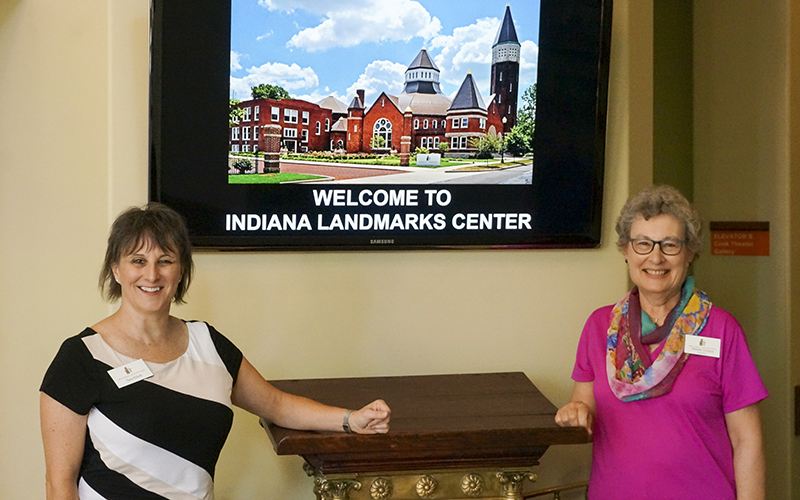 Special Events volunteers welcome visitors at the Indiana Landmarks Center.