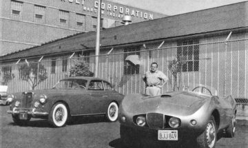 Arnolt building with Stanley Arnolt, Warsaw, 1956 - Courtesy of Hemmings