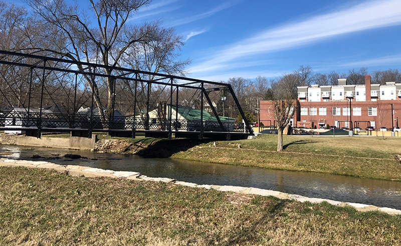 Rice Island Bridge and old Corydon High School