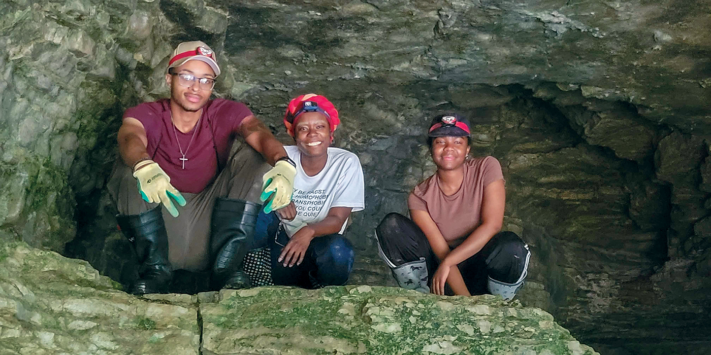 Black Heritage Preservation Program interns at Boones Cave