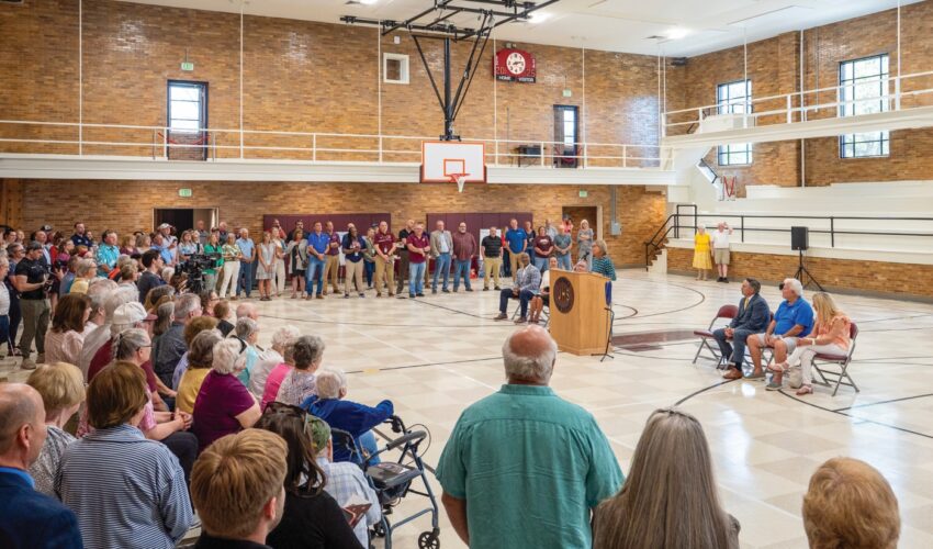 Jimtown's 1929 gym reopened in April 2025 as the Craig and Teneen Dobbs Jimtown Community Center. PHOTO: Courtesy R. Yoder Construction